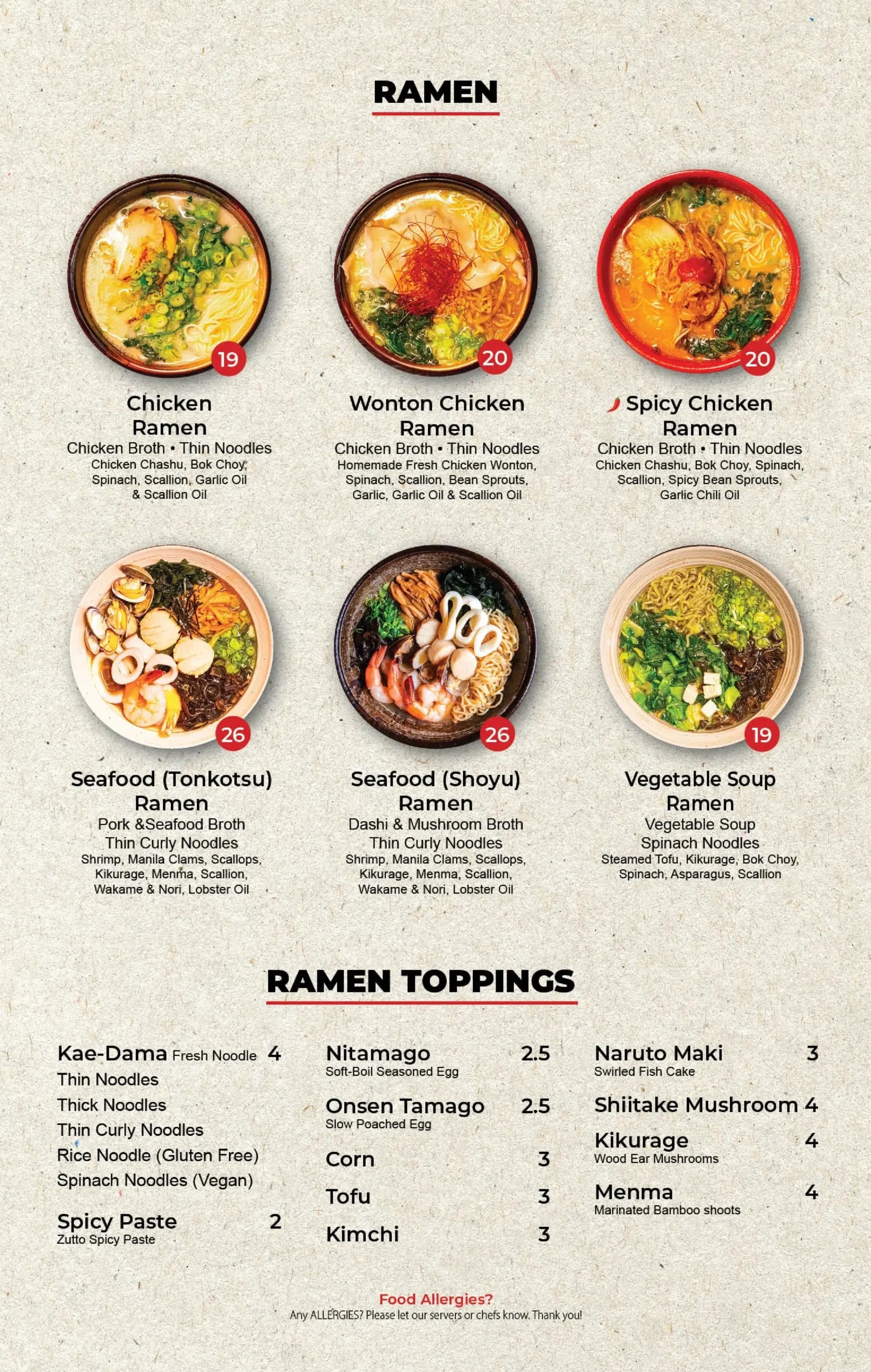 Spicy ramen at Zutto Japanese Bar