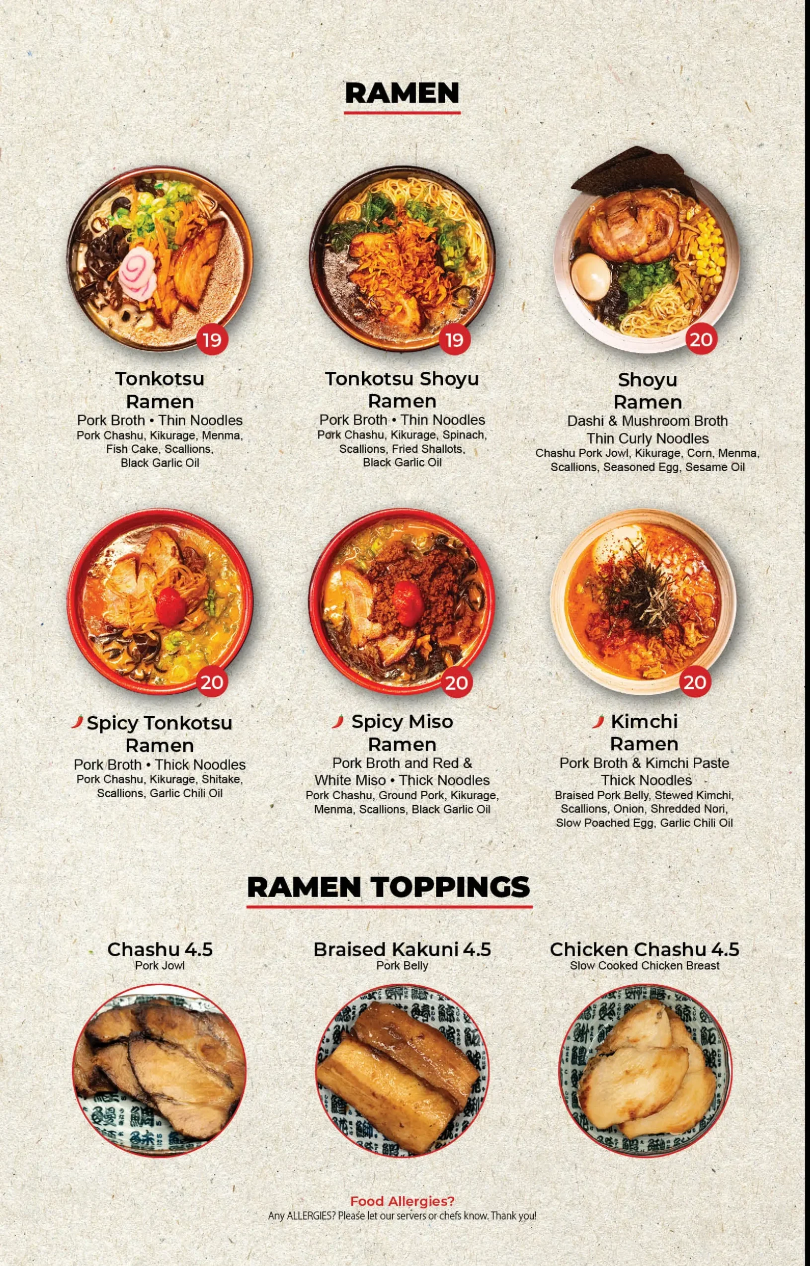 Ramen Menu