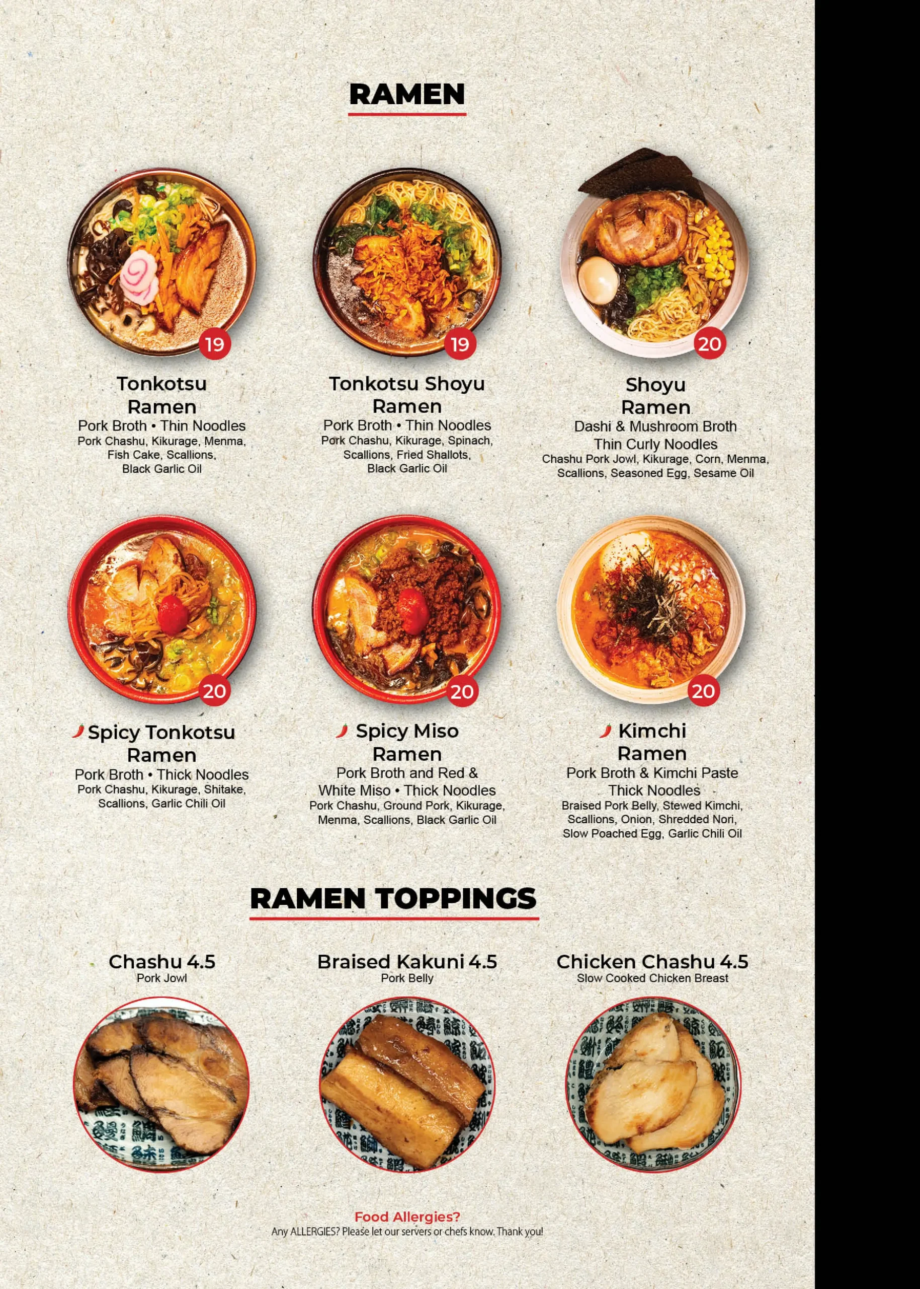 Ramen Menu