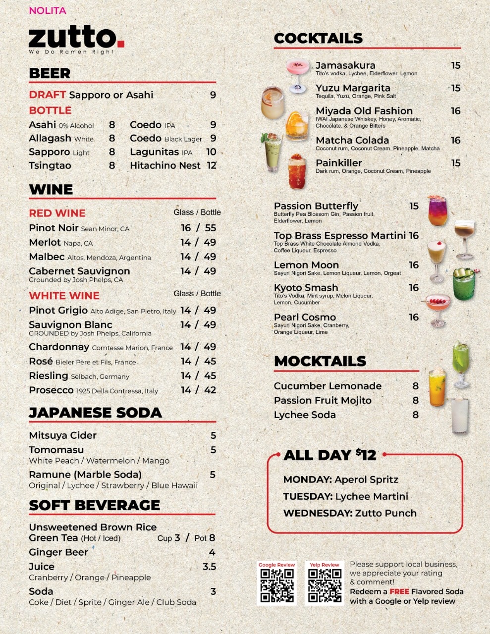 Nolita Oct 2025 drink menu 1
